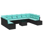 vidaXL Ensemble de canapé de jardin avec coussin 11 Pièces Noir polyrotin