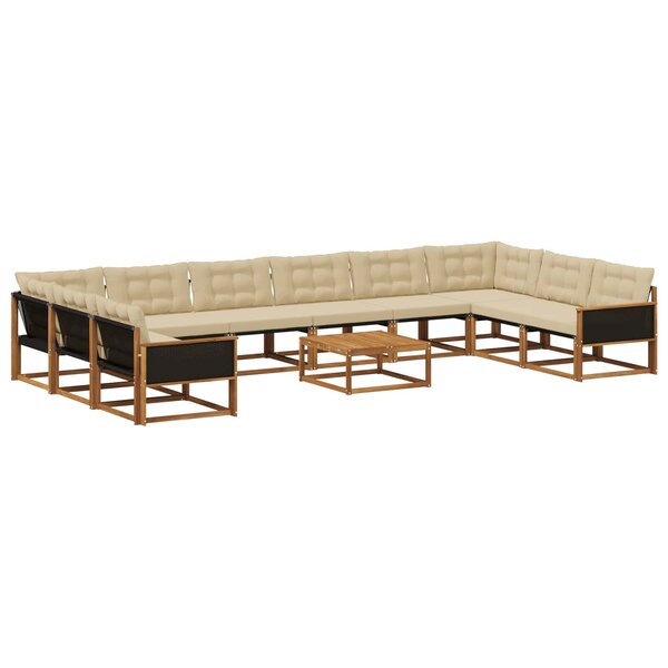 vidaXL Ensemble de canapés d'extérieur 11 Pièces Naturel et Beige