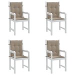vidaXL Coussins de chaise de jardin à dossier bas lot de 4 taupe
