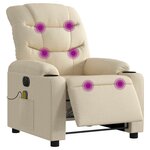 vidaXL Fauteuil inclinable de massage électrique crème tissu