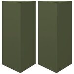 vidaXL Jardinières 2 Pièces vert olive triangulaire 40x34 5x70 cm acier