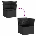 vidaXL Salon de jardin 7 Pièces avec coussins noir résine tressée