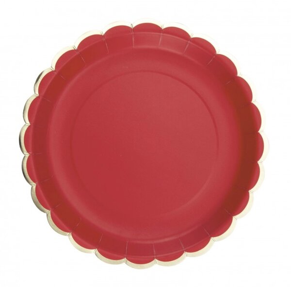 Assiettes Festonnees Rouges et or
