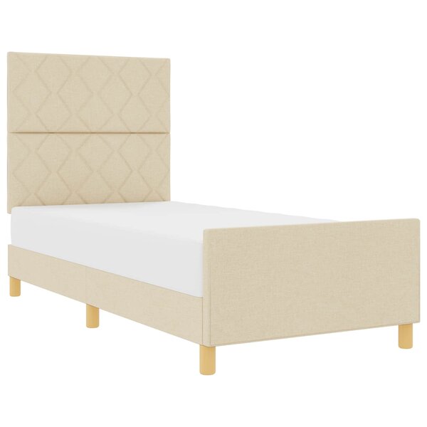 vidaXL Cadre de lit avec tête de lit Crème 100 x 200 cm tissu