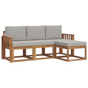 vidaXL Ensemble de canapés d'extérieur 4 pc Gris Naturel et Clair