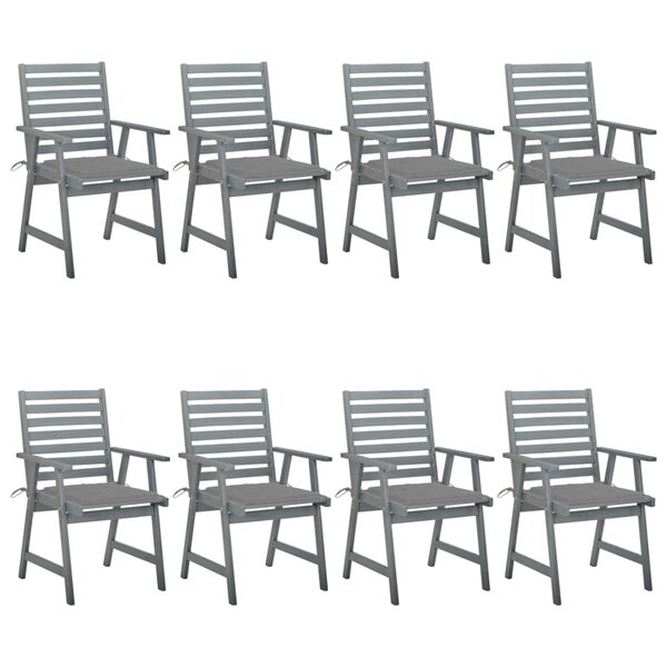 vidaXL Chaises à manger d'extérieur et coussins lot de 8 Acacia massif