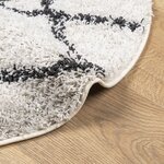 vidaXL Tapis shaggy à poils longs moderne crème et noir Ø 120 cm