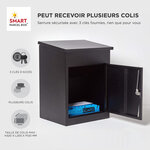 Boîte à colis moyenne 1 porte Noire à accès frontal Acier galvanisé SMART PARCEL BOX™