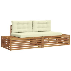 vidaXL 2 pc Ensemble de canapés d'extérieur Naturel et Crème