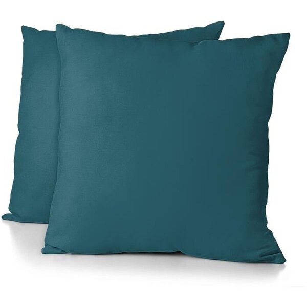 2 taies d'oreiller microfibre 82 g - 63 x 63 cm - Bleu canard