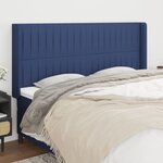 vidaXL Tête de lit avec oreilles Bleu 203x16x118/128 cm Tissu