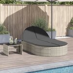 vidaXL Chaise longue double avec coussins gris clair résine tressée
