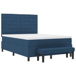 vidaXL Lit à sommier avec matelas et banc bleu 140x190 cm tissu