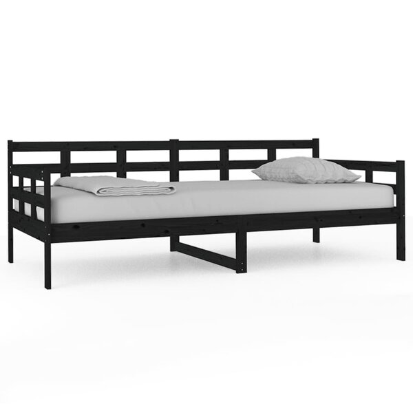 vidaXL Lit de jour sans matelas noir bois de pin massif 90x200 cm