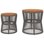 vidaXL Tables d'appoint de jardin 2 Pièces dessus en bois gris poly rotin