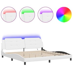 vidaXL Cadre de lit avec LED sans matelas Zadar blanc 200x200 cm