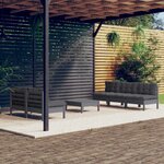 vidaXL Salon de jardin 6 Pièces avec coussins anthracite bois de pin