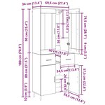 vidaXL Haut Armoire 2 Pièces Bois Ancien Bois Aggloméré et Verre