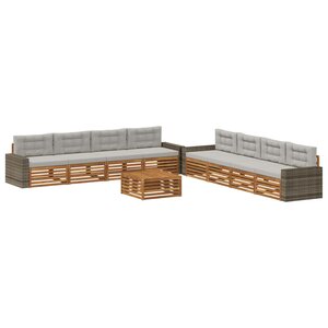 vidaXL Ensemble de canapés d'extérieur 9 Pièces Naturel et gris clair