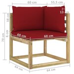 Vidaxl canapé d'angle de jardin avec coussins bois imprégné de vert