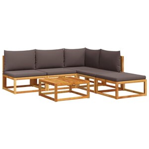 vidaXL Ensemble de canapés de jardin 6 pièces avec coussins en bois d'acacia et corde