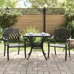 vidaXL Ensemble de tables de jardin 3 Pièces Noir Aluminium coulé