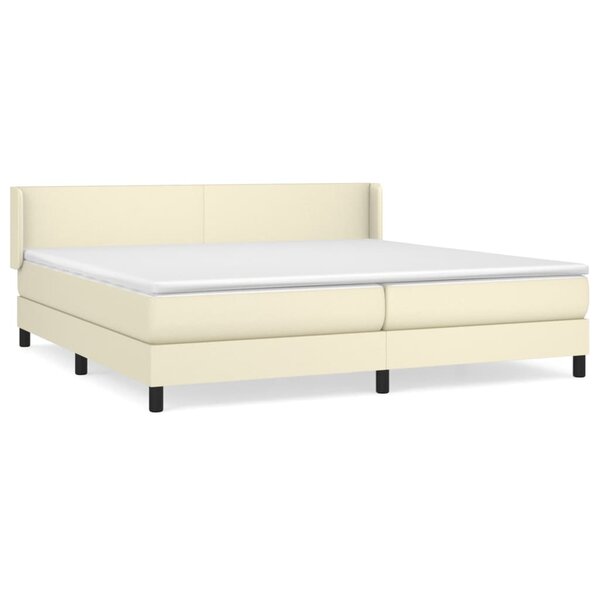 vidaXL Sommier à lattes de lit avec matelas Crème 200x200cm Similicuir