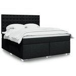 vidaXL Sommier à lattes de lit avec matelas Noir 180x200 cm Tissu