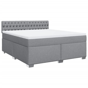 vidaXL Sommier à lattes de lit avec matelas Gris clair 180x200cm Tissu