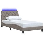 vidaXL Cadre de lit avec LED sans matelas taupe 100x200 cm tissu