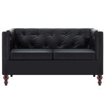 vidaXL Canapé chesterfield à 2 places Revêtement en similicuir Noir