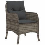 vidaXL Ensemble à manger de jardin 3 Pièces coussins gris résine tressée