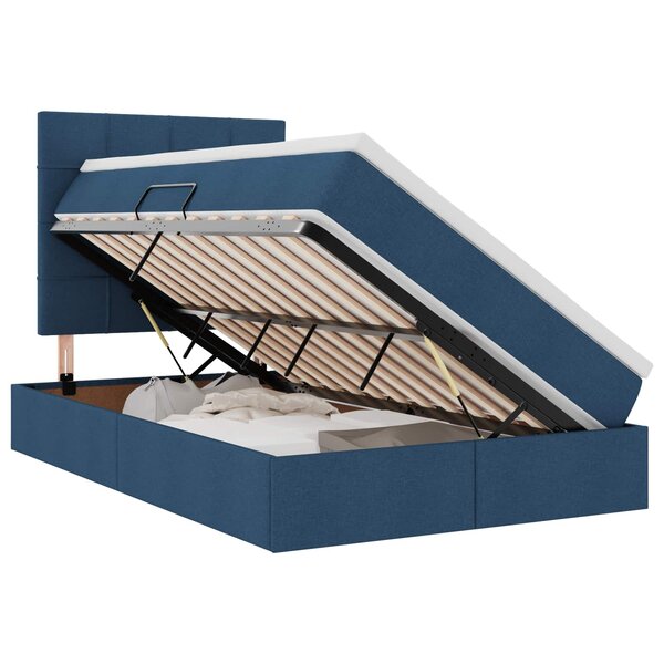 vidaXL Lit de rangement LED avec matelas Bleu 120 x 200 cm Tissu