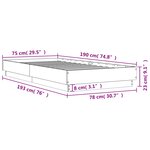 vidaXL Cadre de lit sonoma gris 75x190 cm bois d'ingénierie