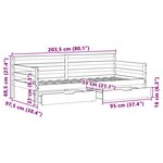 vidaXL Lit de jour avec tiroirs sans matelas 90x200 cm bois massif