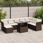 vidaXL Salon de jardin avec coussins 9 Pièces marron résine tressée