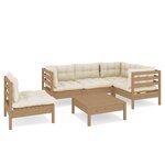 vidaXL Salon de jardin 6 Pièces avec coussins Marron miel Bois de pin