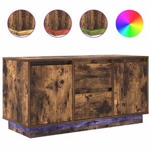 vidaXL Meuble TV avec lumières LED chêne fumé 100x41x50 cm