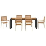 vidaXL Ensemble de salle à manger pour jardin 7 Pièces Beige  Marron