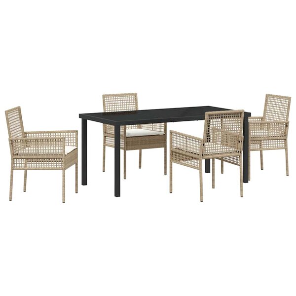 vidaXL Ensemble de salle à manger pour jardin 5 Pièces Beige Poly rotin