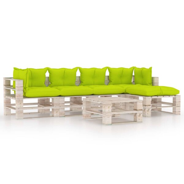 vidaXL Salon palette de jardin 6 Pièces avec coussins bois de pin