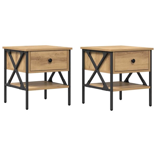 vidaXL Table de chevet 2 Pièces chêne artisanal 40 x 42 x 45 cm