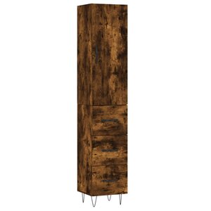 vidaXL Buffet haut Chêne fumé 34 5x34x180 cm Bois d'ingénierie