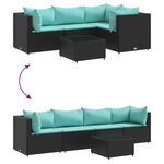 vidaXL Salon de jardin 5 Pièces avec coussins Noir Résine tressée