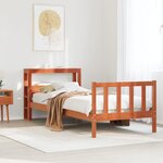 vidaXL Cadre de lit avec tête de lit sans matelas cire marron 75x190cm