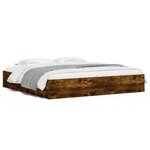 vidaXL Cadre de lit avec tiroirs sans matelas chêne fumé 200x200 cm