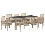 vidaXL Ensemble de salle à manger pour jardin 9 Pièces Beige