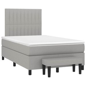 vidaXL Sommier à lattes de lit et matelas gris clair 120x190 cm tissu