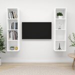 vidaXL Meubles TV muraux 2 Pièces Blanc Aggloméré