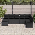 vidaXL Ensemble de canapé de jardin avec coussin 8 Pièces Noir Poly rotin